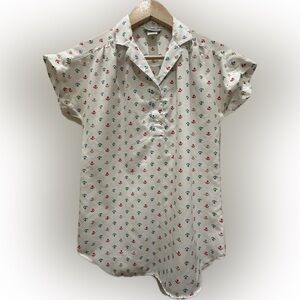 Levi's Vintage Nautical Anchor Print Cap Sleeve Collared Popover Blouse
